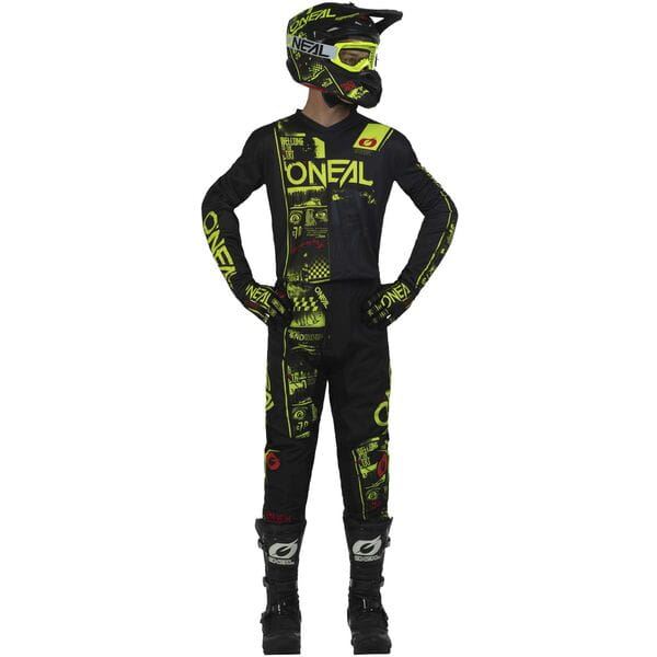 O'Neal 2024 Motocross Combo Kit Element Attack Youth Neon Yellow Black